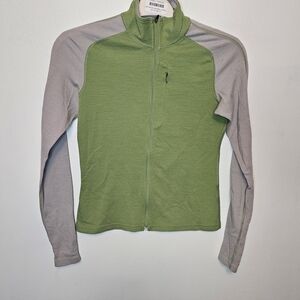 Ibex Merino Wool Full-Zip Jacket/Top - Green & Gray W's Small